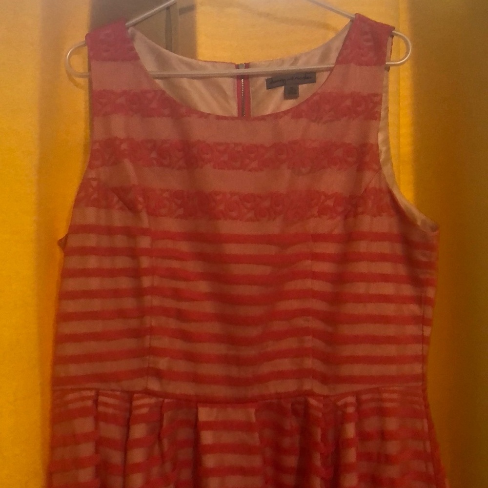 Coral and Tan cocktail dress